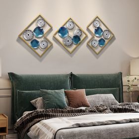 27.6" 3 Pieces Modern Unique Lotus Leaves Metal Wall Decor Set with Gold Square Frame