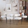 5 Piece White Modern Dining Set, 31.5” Round Dining Table and 4 Upholstered Boucle Chairs