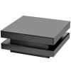 High Gloss Minimalist Design Black Square Coffee Table with 2 Tiers and Built-In LED Lights