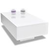 Rectangular White Coffee Table with High Gloss Finish and Sturdy Base