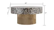 Round Mother Of Pearl Top Coffee Table with Stainless Steel Base and Brass Finish