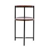 Walnut Brown 2 Tier Small Coffee Table, Round Top, Oval Bottom Wood Storage Shelf and X Shaped Metal Legs
