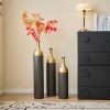 Set of 3, Tall Black and Gold Metal Vase Set in Three Different Sizes