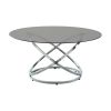 Marion Collection 3-Piece Table Set with Circular Intertwined Silver Metal Base and Black Tempered Glass Tops