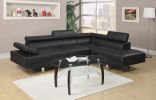 2-Piece Black Sectional L Shaped Sofa Set with Right Facing Chaise & Left Facing Sofa and Adjustable Headrests