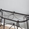 Rustic Black Antique Style Console Table with Curved Metal Frame/Legs and Tempered Glass Surface