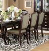 Set of 2 Dark Cherry Finish Dining Chairs, Upholstered Seat and Back with Nailhead Trim