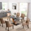 61.8" Extendable Rectangular Dining Table with 3 Piece Splicing Tabletop, Modern Geometric Design Base and 4-6 Seating Capacity