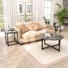 3-Piece Coffee Table Set with Round Coffee Table, 2 Square End Tables and Adjustable Foot Pads