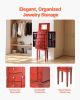 VEVOR Standing Jewelry Cabinet Armoire with 4 Spacious Drawers, Flip Top Mirror, 4 Top Storage Compartments and Zinc Alloy Drawer Handles