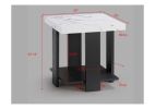 Gray 3-Piece Cocktail Set White Faux Marble Table Top Coffee Table and Two Matching End Tables