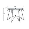 Rustic Black Antique Style Console Table with Curved Metal Frame/Legs and Tempered Glass Surface