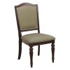 Set of 2 Dark Cherry Finish Dining Chairs, Upholstered Seat and Back with Nailhead Trim