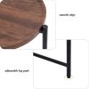 Walnut Brown 2 Tier Small Coffee Table, Round Top, Oval Bottom Wood Storage Shelf and X Shaped Metal Legs