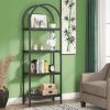 4 Tier Arch Shape Bookshelf Display Stand with Open Shelves, Black Metal Frame and Protective Foot Pads