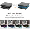 High Gloss Minimalist Design Black Square Coffee Table with 2 Tiers and Built-In LED Lights