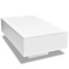 Rectangular White Coffee Table with High Gloss Finish and Sturdy Base