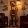Corner Fitted Bookshelf Display Rack with Curved Wavy Design and 5 Open Shelves