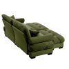 Over Size Modern Velvet Two-Seater Sofa with Ottoman and Matching Waist and Throw Pillows