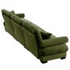 Extra Large 3 Seat Modern Velvet Olive Green Sofa with 3 Matching Waist Pillows and 2 Matching Throw Pillows