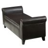Hayes Ottoman Storage Bench with PU Brown Leather Upholstery and Rolled Arms