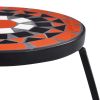 Set of 3, Mosaic Tables in Terracotta and White Ceramic with Iron Legs and Anti-Slip Foot Pads