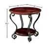Traditional Cherry Brown End Table with Scroll Detail Legs, Ornate Design and Protective Foot Pads