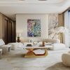 Modern Sintered Stone Tabletop Coffee Table with Stainless Steel Base - Elegant and Durable Living Room Centerpiece