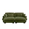 Over Size Modern Velvet Two-Seater Sofa with Ottoman and Matching Waist and Throw Pillows