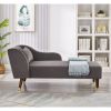 Gray Velvet Modern Chaise Lounge Chair with Removable Pillow and Tilted Backrest & Curved Armrests