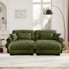 Over Size Modern Velvet Two-Seater Sofa with Ottoman and Matching Waist and Throw Pillows