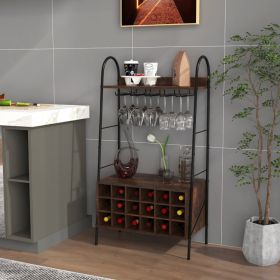 Baker's Rack with Detachable Wine Rack and 5 Rows of Stemware Glass Holders