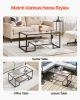 VEVOR Rectangle Coffee Table with Clear Tempered Glass, 2 Tier, Open Storage, and Black Metal Frame