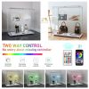 Tempered Glass Display Storage Cabinet with Bluetooth LED Light Strip, Lockable Swivel Casters and Mobile App/Remote Control