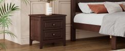 2-Drawer Classic Design Nightstand with Dark Walnut Finish
