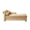 Modern Upholstery Velvet Chaise Lounge Chair with Hidden Storage, Matching Pillow and Gold Metal Legs