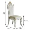 Set of 2, Dining Chairs with Queen Anne Legs, Nailhead Trim and Handcrafted Motif Design in Antique Pearl & Butterscotch Finish