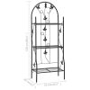 3 Layer Black Iron Plant Rack with Leaf Decorated Design and Anti-Tip Safety Attachment