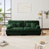Green Chenille 2 Seater Cloud Couch with Matching Throw & Lumbar Pillows