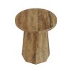 Round Farmhouse End Side Table with Octagonal Base and Natural Wood Grain Texture Finish