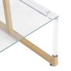 Gold & Acrylic 2 Tier Glass End Table with Open Bottom Shelf and L Shaped Frame