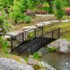 Metal Arch Garden Footbridge with Safety Side Rails, Decorative Arc with Delicate Scrollwork "S" Motifs