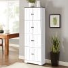 72” White Tall Storage Cabinet with 8 Doors, 8 Knobs and 4 Shelves