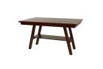 Dark Walnut Finish Rectangle Dining Table with Open Bottom Shelf