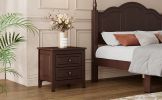 2-Drawer Classic Design Nightstand with Dark Walnut Finish