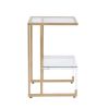 Gold & Acrylic 2 Tier Glass End Table with Open Bottom Shelf and L Shaped Frame