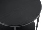 Small Round Black Side End Table with 2 Tiers