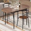 3 Piece Dining Set with Drop Leaf Table and 2 Curved Backrest Chairs