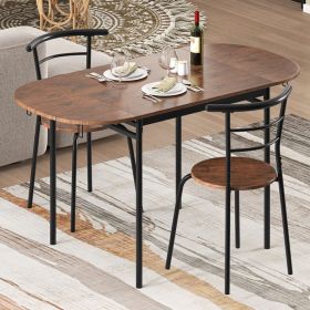 3 Piece Dining Set with Drop Leaf Table and 2 Curved Backrest Chairs