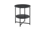 Small Round Black Side End Table with 2 Tiers